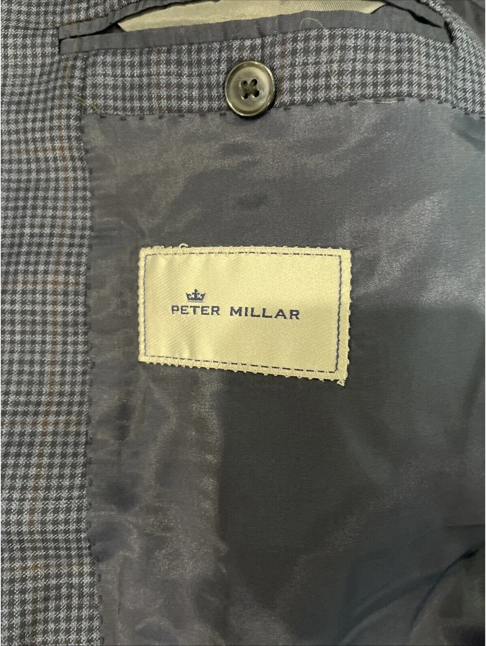 PETER MILLAR BLUE PATTERN MENS BLAZER 50TALL MADE IN CANADA VGC